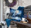 Blue Heron Under the Moonlight Throw Pillow Machine Washable, Indoor Outdoor Decorative Pillow for Couch, Bed or Patio, 18Hx18W