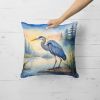 Blue Heron Emerging as the day fades Throw Pillow Machine Washable, Indoor Outdoor Decorative Pillow for Couch, Bed or Patio, 18Hx18W