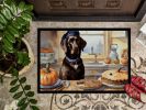 Chocolate Lab Fall Kitchen Pumpkins Doormat Front Door Mat Indoor Outdoor Rugs for Entryway, Non Slip Washable Low Pile, 24H X 36W