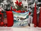 Sanderling Racing the Tide Throw Pillow Machine Washable, Indoor Outdoor Decorative Pillow for Couch, Bed or Patio, 14Hx14W