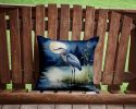 Blue Heron Under the Moonlight Throw Pillow Machine Washable, Indoor Outdoor Decorative Pillow for Couch, Bed or Patio, 14Hx14W