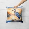 Blue Heron in the Golden Hour Throw Pillow Machine Washable, Indoor Outdoor Decorative Pillow for Couch, Bed or Patio, 18Hx18W