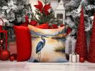 Blue Heron in the Golden Hour Throw Pillow Machine Washable, Indoor Outdoor Decorative Pillow for Couch, Bed or Patio, 14Hx14W