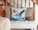 Pelican Soaring Throw Pillow Machine Washable, Indoor Outdoor Decorative Pillow for Couch, Bed or Patio, 14Hx14W