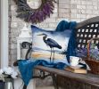 Blue Heron Barely Lit Sky Throw Pillow Machine Washable, Indoor Outdoor Decorative Pillow for Couch, Bed or Patio, 18Hx18W