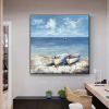 Hand Painted Oil Paintings Abstract Seascape Painting Boats On The Beach Living Room Hallway Luxurious Decorative Painting